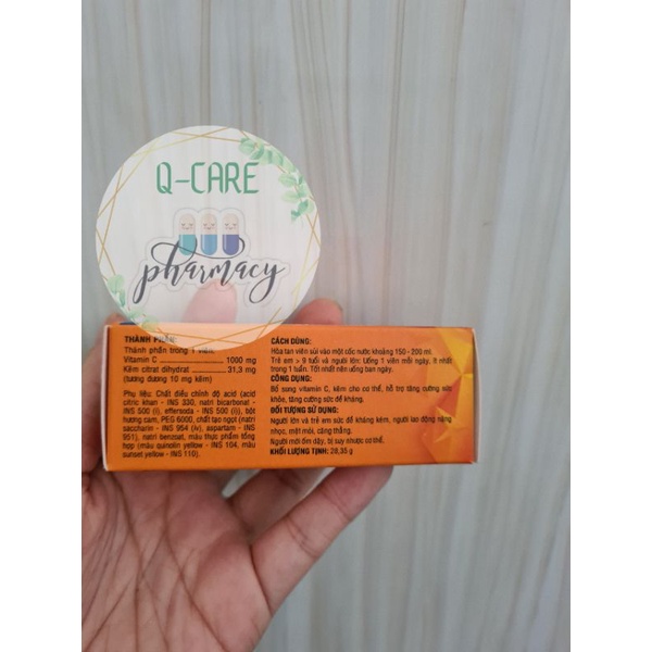 VIÊN SỦI BOCALEX ZINC BỔ SUNG C VA KẼM tăng đề kháng giảm mệt mỏi tube 10Vv