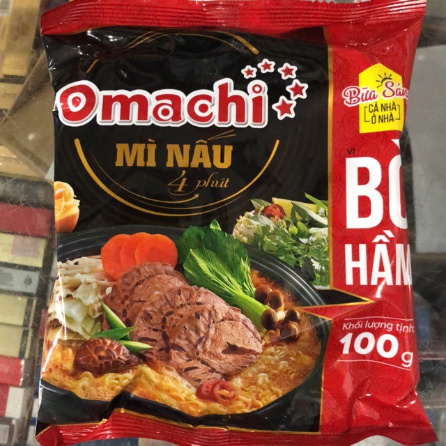 [Beman123]  Mì Nấu 4 Phút Omachi Vị Bò Hầm Gói 100g