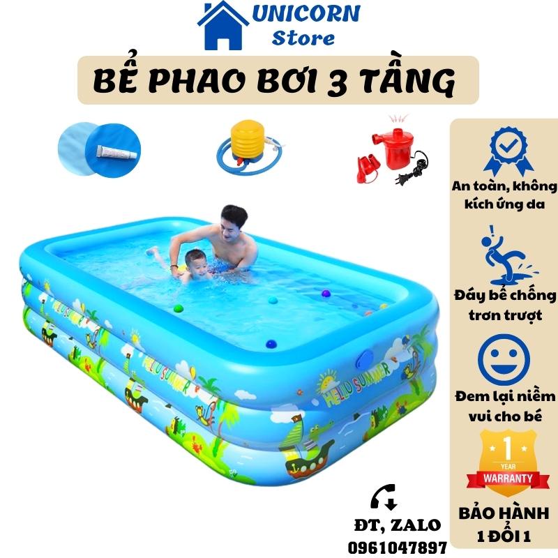 Bể bơi 3 tầng, Hồ bơi cho bé thỏa sức vui đùa, Đế chống trượt an toàn cho bé yêu