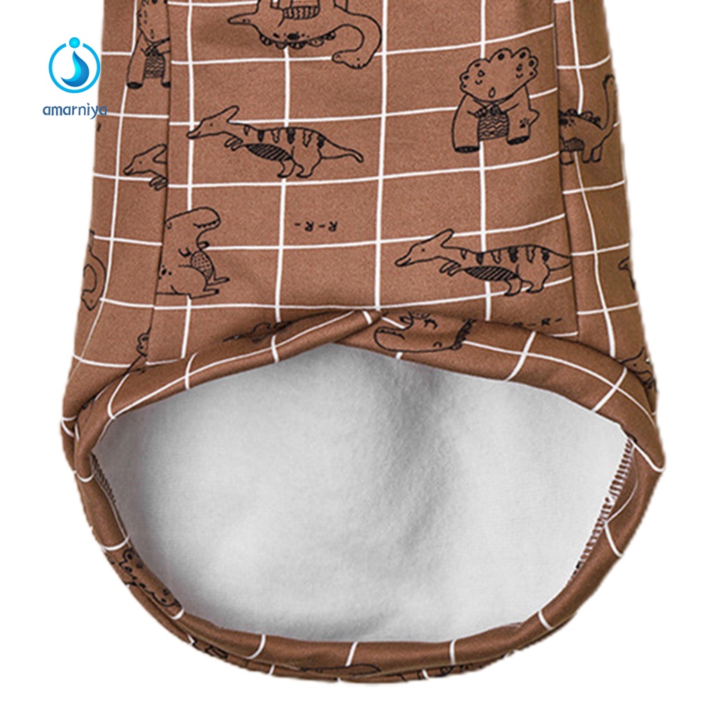 AMAR Áo hoodie bằng polyester in họa tiết khủng long kẻ sọc cho cún cưng hàng ngày