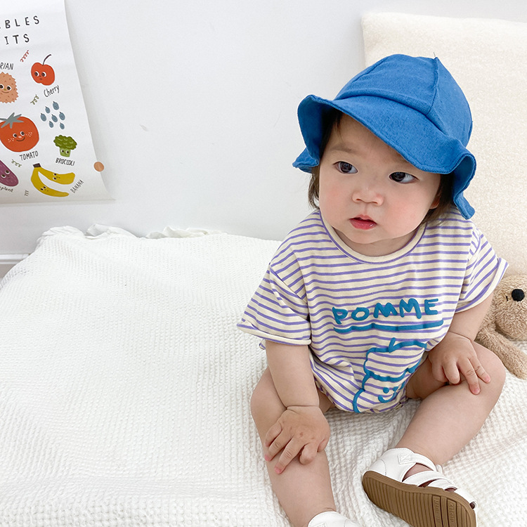 Bộ Áo Liền Quần Kẻ Sọc In Chữ Dễ Thương Cho Bé | BigBuy360 - bigbuy360.vn