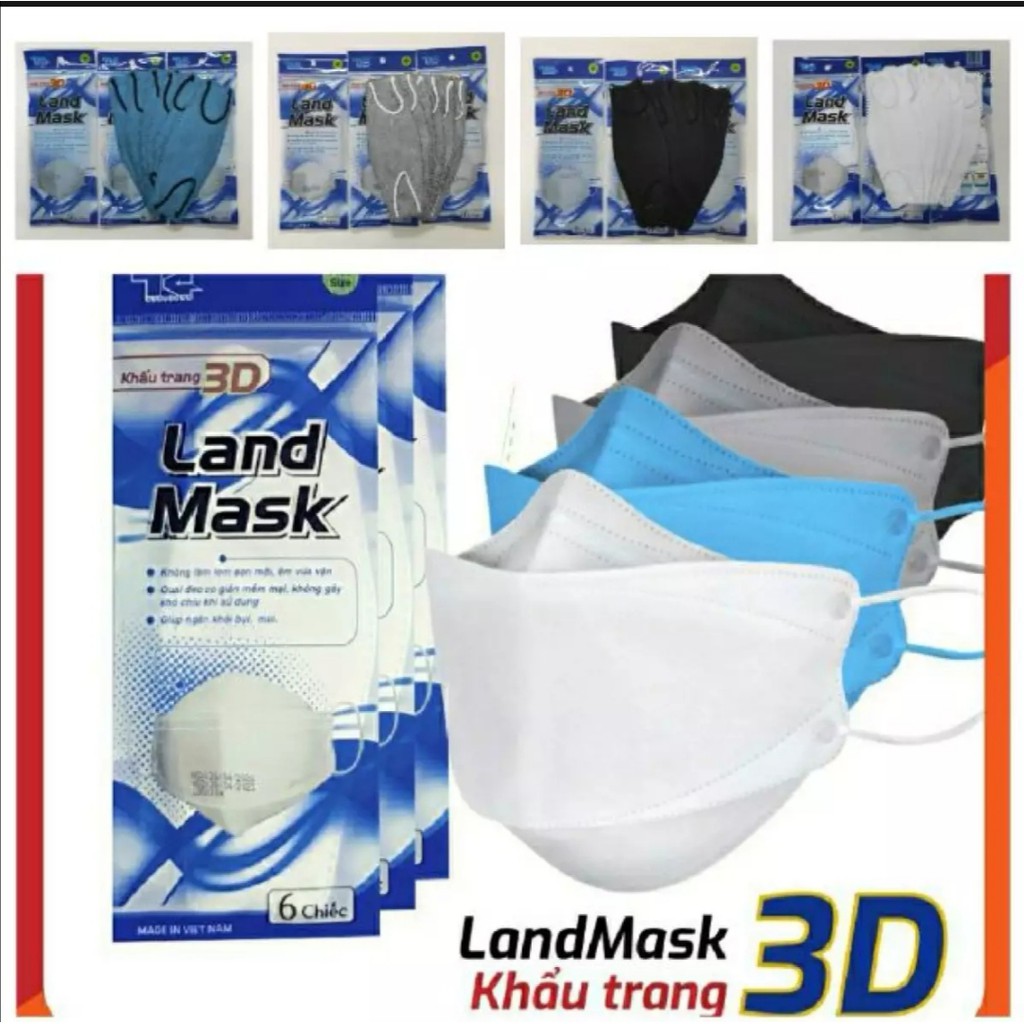 (Sale giá Lẻ bằng giá SỈ ) Gói 6 chiếc khẩu trang 3D LAND MASK KF 94 phong cách Hàn Quốc FULL MẦU - HOMIE MART