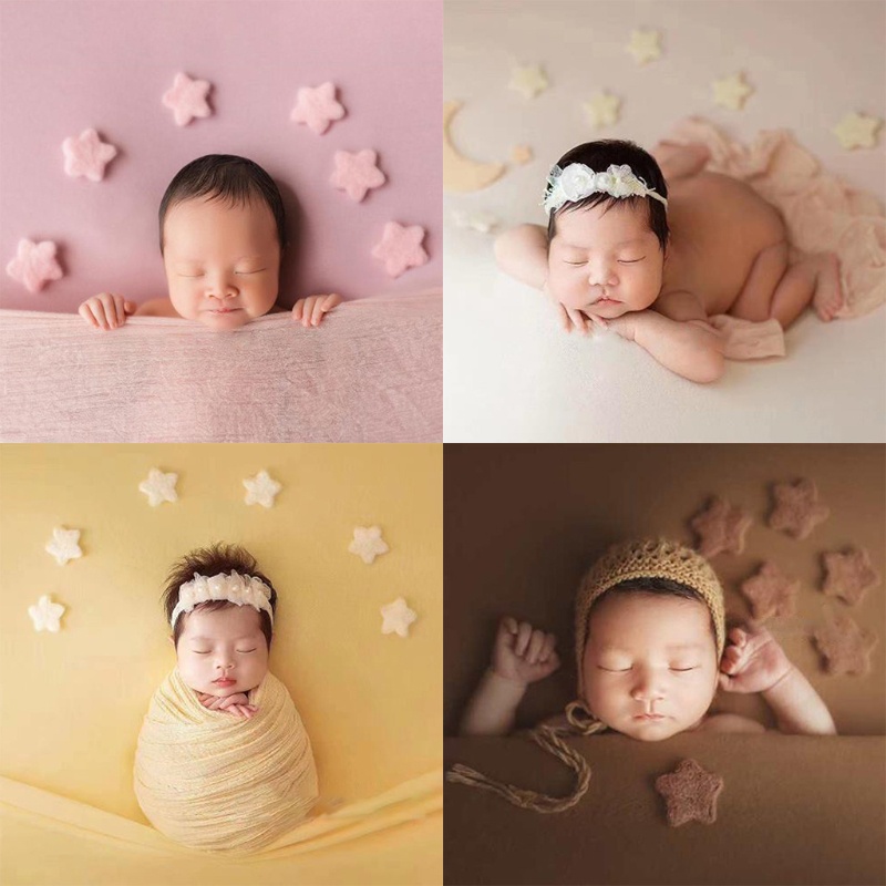 5 Đạo cụ hình ngôi sao bằng vải len nỉ trang trí phông nền chụp ảnh cho bé sơ sinh