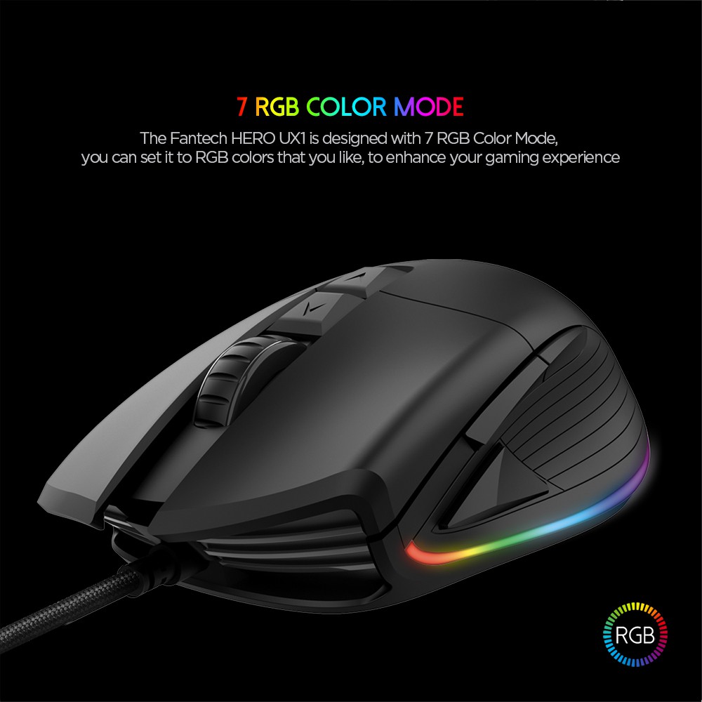 Chuột Gaming Có Dây Fantech UX1 HERO 16000DPI LED RGB 16,8 Triệu Màu 8 Phím Macro - Hãng Phân Phối Chính Thức