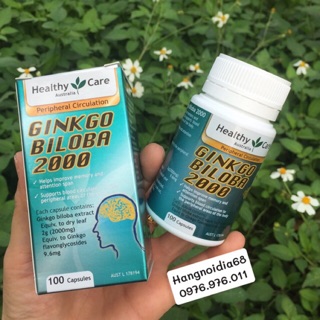 VIÊN TUẦN HOÀN NÃO GINKGO BILOBA HEALTHY CARE 2000MG 100 viên (ÚC)