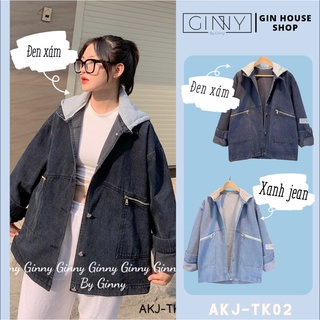 Áo Khoác Jean Túi Zip Nón Nỉ AKJ TK02 | Phong Cách | Thời Trang | GinHouseShop