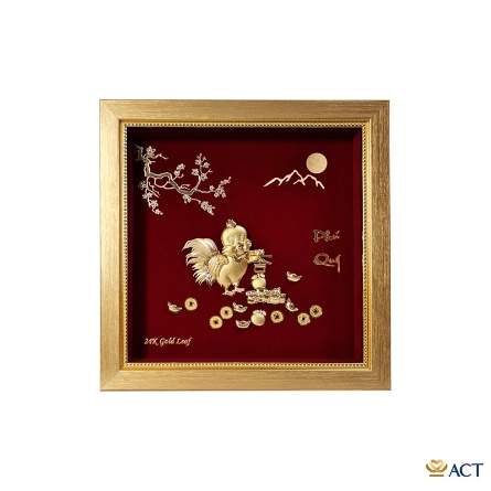 Tranh Gà Con Dát Vàng 24k ACT GOLD ISO 9001:2015