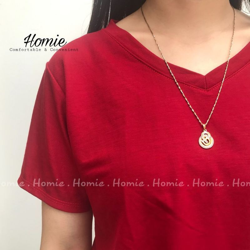 Áo phông nữ Homieyl cộc tay, áo thun trơn cổ tim - A8623