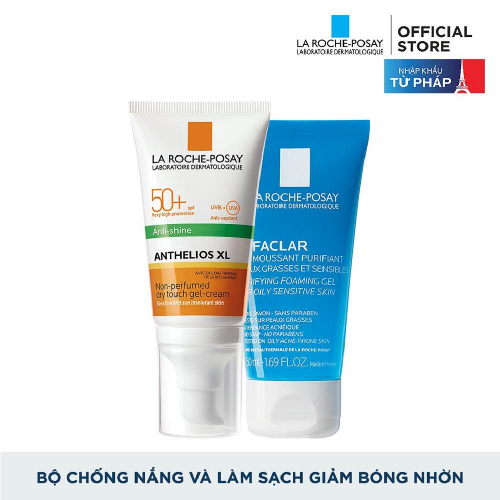 Bộ kem chống nắng và làm sạch cho da dầu La Roche-Posay Anthelios Dry Touch 50ml