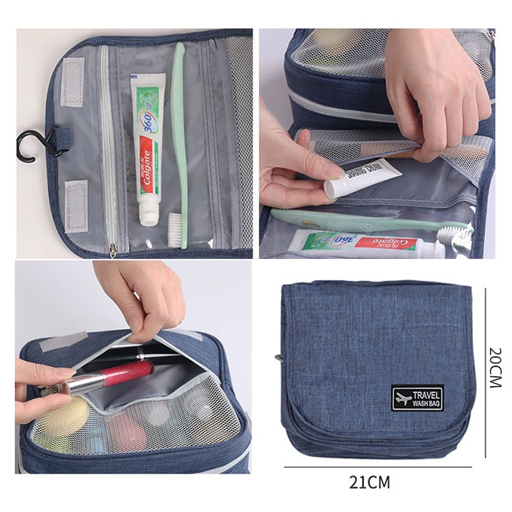 HCM - Túi du lịch vải bố chống thấm đựng đồ dùng vệ sinh cá nhân mang du lich công tác Hono WeFight