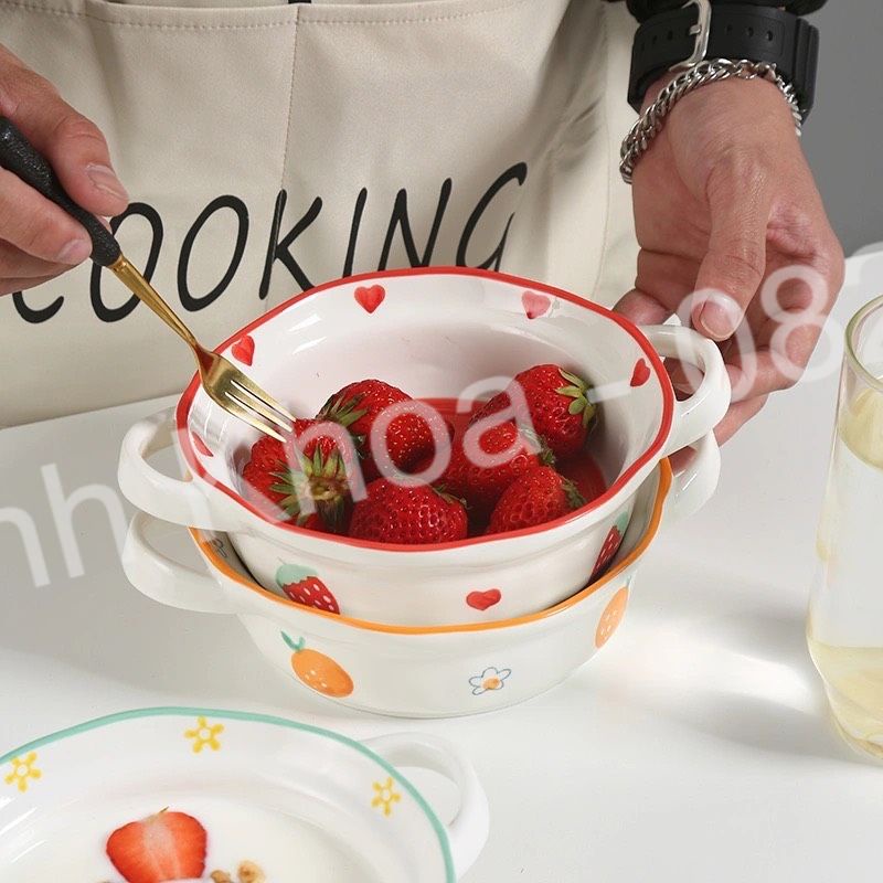 Bát Đĩa Decor, Chén Dĩa dễ thương, Bát ăn cơm Bát tô có 2 tai thủng xinh yêu cute