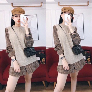 [ORDER] Áo len phối sơ mi dạ dáng form dài ulzzang
