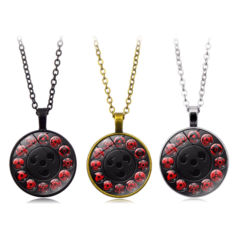 Vòng cổ Mặt Tròn Hình Đôi Mắt Sharingan Anime Naruto Shippuden Phong Cách Vintage
