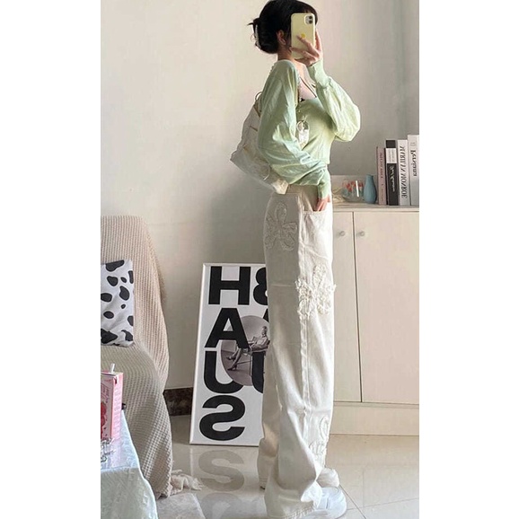 Quần Jeans Nữ Lưng Cao Dáng Rộng Thời Trang Cá Tính