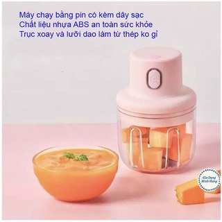 Máy xay mini sạc điện, có cổng sạc usb, nhỏ gọn tiện ích dễ sử dụng, xay hành, tỏi, rau củ