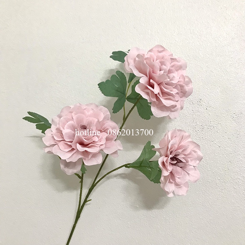 Hoa Giả- Hoa Cúc Thược Dược Cao Cấp Cành 3 Bông 65cm Trang Trí Nhà Cửa Siêu Xinh