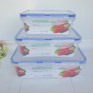 Bộ 3 hộp nhựa có nắp hút chân không hình chữ nhật  (370 + 640 + 1040ml)