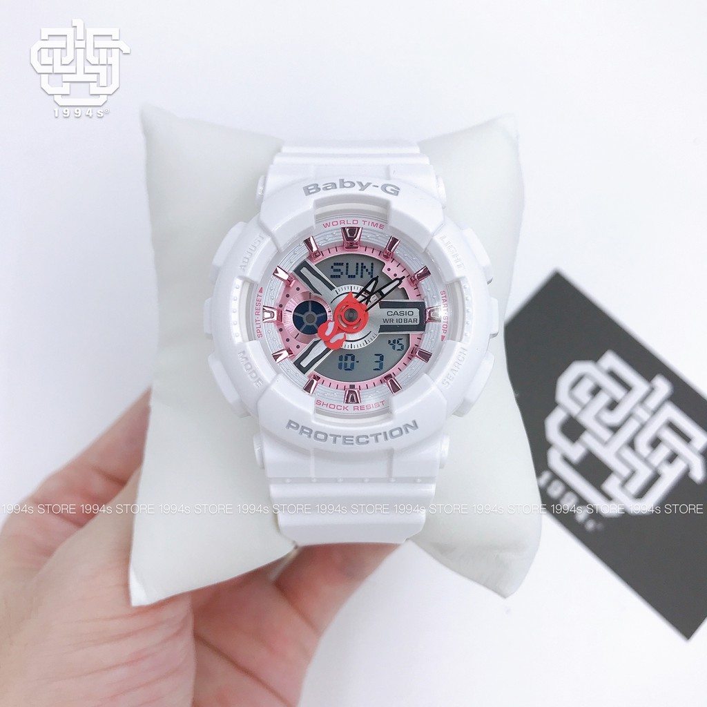 Đồng hồ nữ Casio Baby-G BA-110 SLV-19A-1A chống va đập, chống nước 200m, size 43mm, hàng chính hãng