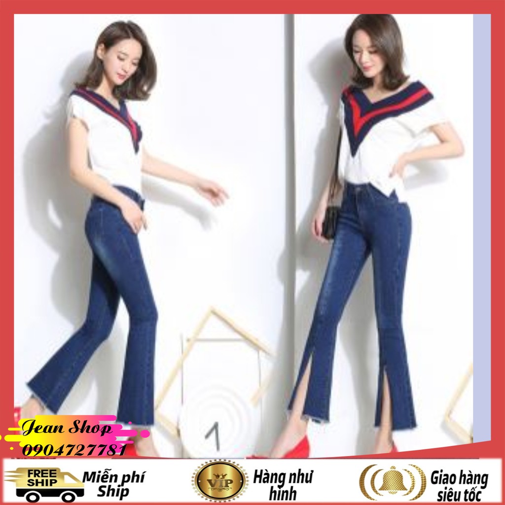 Quần bò nữ giá rẻ FREE SHIP Quần ống loe nữ hàng Quảng Châu cao cấp-Quần jeans nữ cạp cao ống bó siêu xinh  Q27