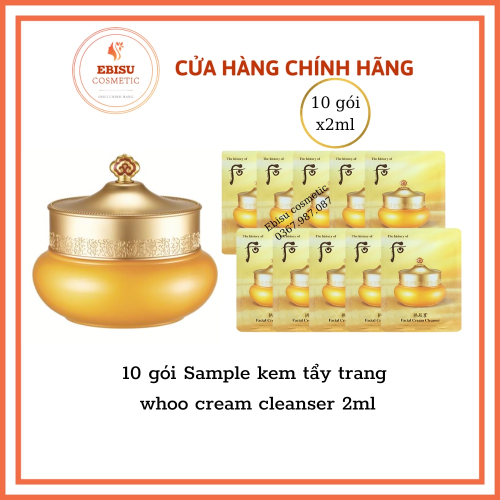 10 gói Sample kem tẩy trang whoo cream cleanser 2ml
