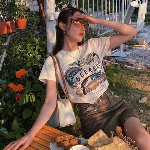 ◄✘Áo Thun 100% Cotton Nguyên Chất Ngắn Tay Phong Cách Âu Mỹ Thời Trang Mùa Hè 2022