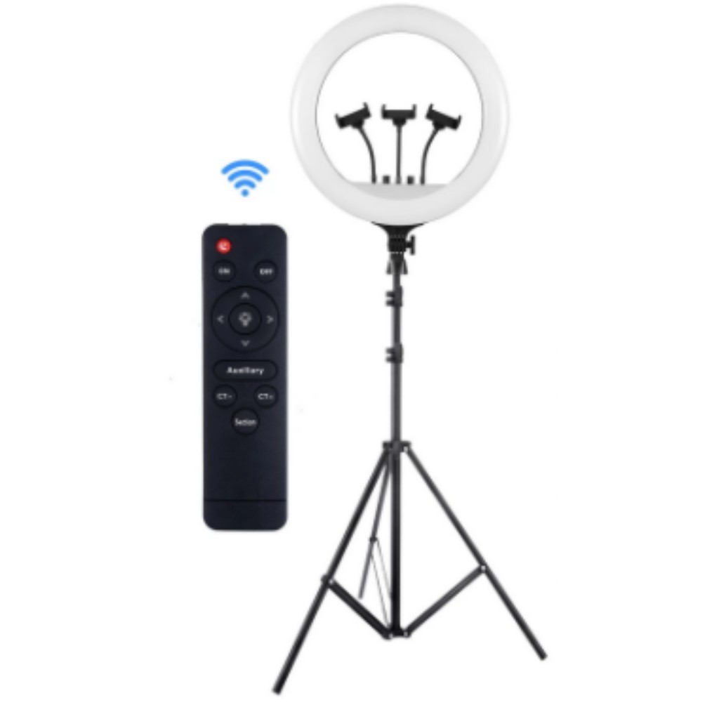 Đèn Led Livestream 45CM RL18 chính hãng công suất lớn - Đèn Livestream có 3 kẹp điện thoại và remote điều khiển