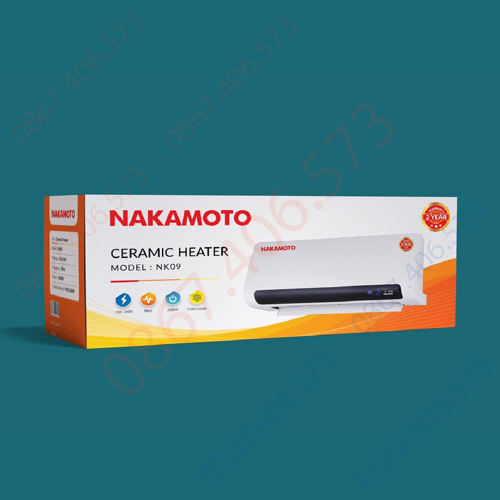 Máy sưởi gốm Cao Cấp Nakamoto Model NK09 Bảo hành 2 năm