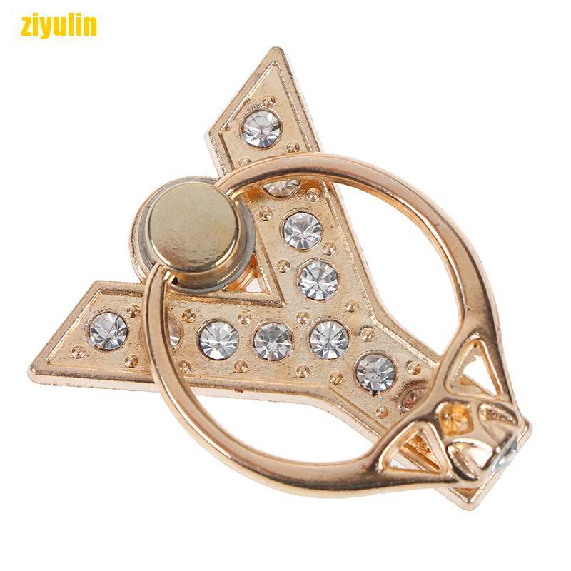 Giá Đỡ Điện Thoại Dạng Nhẫn Kim Loại Hình Chữ Cái Đính Kim Cương