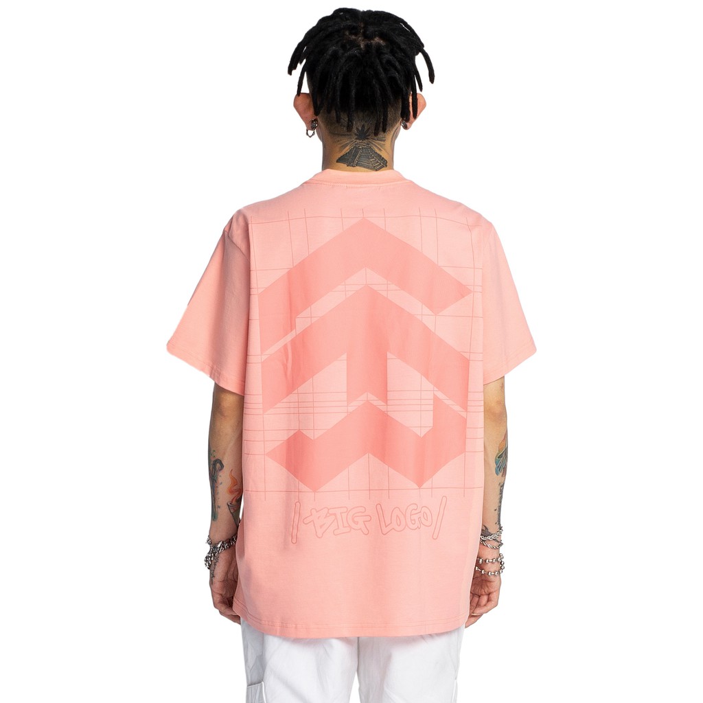 5THEWAY® /public icon/ BIG LOGO SQUARE TEE in PEACH BUD aka Áo Thun Tay Ngắn Hồng Nhạt