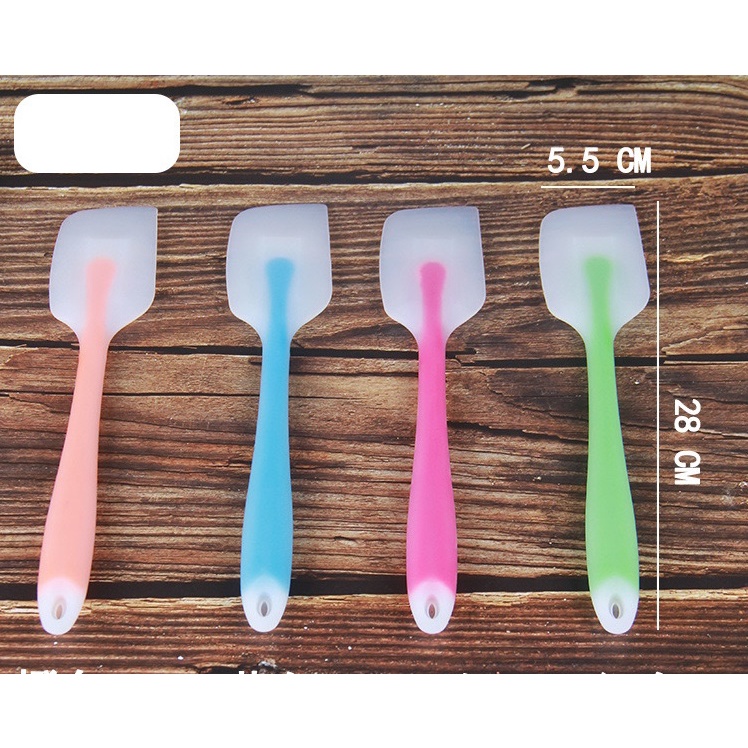 Phới dẹt silicon spatula đúc liền trong suốt chịu nhiệt 28 cm dùng để vét bột, trộn bột