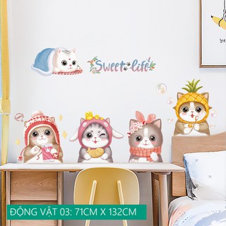 [SALE] Decal tranh dán tường trang trí động vật dễ thương