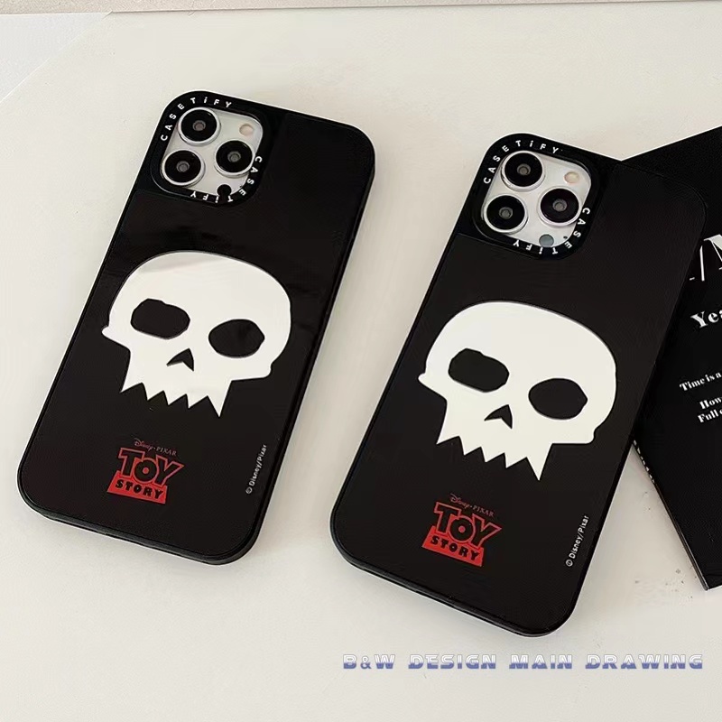 Ốp Điện Thoại Acrylic Chống Sốc Tráng Gương Hình Đầu Lâu Màu Bạc Dễ Thương Cho iPhone 13 12 11 Pro MAX X XS MAX XR 7Plus 8Plus
