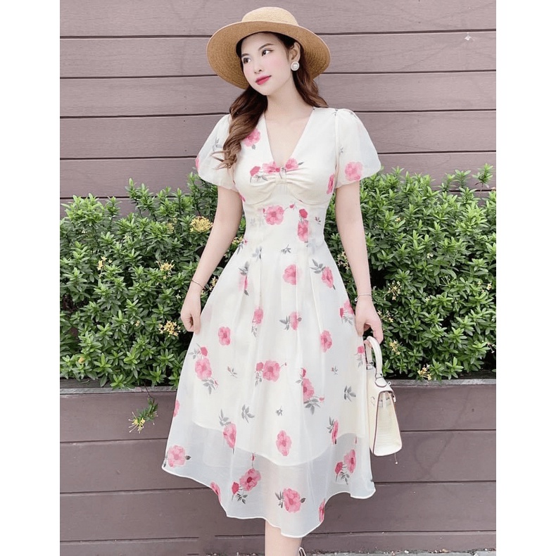 (HCM) ĐẦM XÒE VOAN HOA CAO CẤP - DÀI QUA GỐI THỜI TRANG NỮ XINH XẮN-TIỂU THƯ CHO CÁC NÀNG KME FASHION