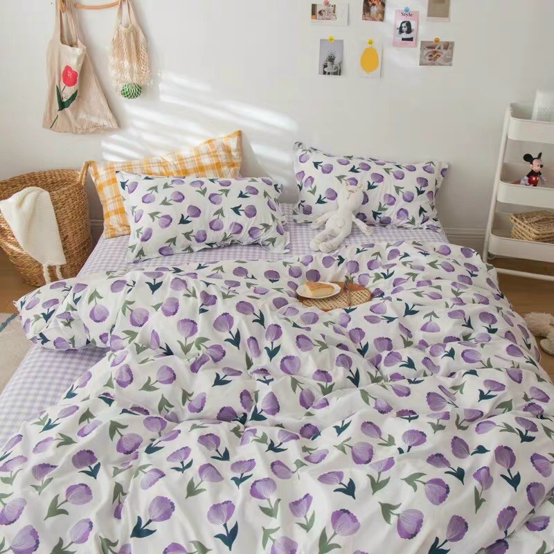 bộ chăn ga gối cotton poly mẫu dễ thương ,luis bedding chăn ga hàn quốc(Miễn phí bo chun theo kích thước)