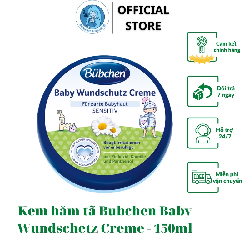 Kem chống hăm Bubchen Baby Wundschutz Creme | Chính hãng Bubchen, Đức | Hộp 150ml | Kem hăm hoa cúc La Mã