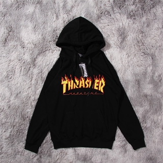 Áo Hoodie Tay Dài In Chữ Thrasher Màu Vàng Kiểu Năng Động