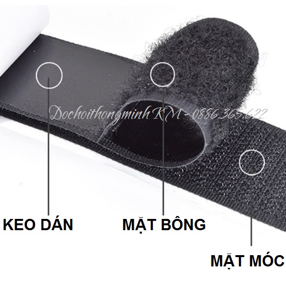 1 MET băng dính nhám, Velcro có sẵn keo dán size 2cm