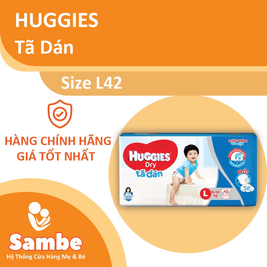 Tã Dán Huggies Size L 42 Miếng / 68 Miếng - Hàng Chính Hãng