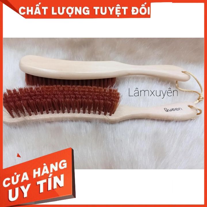 Lược Chải Chổi phủi tóc cong Barber QUEEN sang trọng, đẳng cấp cho salon barber shop nam nữ Cán Gỗ Lông mềm FREESHIP .