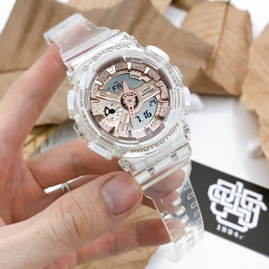 Đồng hồ nam/nữ Casio G-SHOCK GMA-S110 / GMA-S110SR-7A dây đeo trong suốt, chống va đập, hàng chính hãng