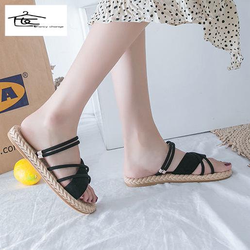 Dép Sandal Xỏ Ngón Đế Bằng Thời Trang Đi Biển Mùa Xuân Hè Cho Nữ