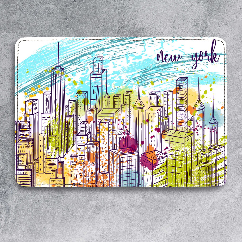 Bao Da Passport Du Lịch NEW YORK - Ví Đựng Hộ Chiếu Và Thẻ Phụ Kiện Sắc Màu - Passport Cover Holder - PPT168