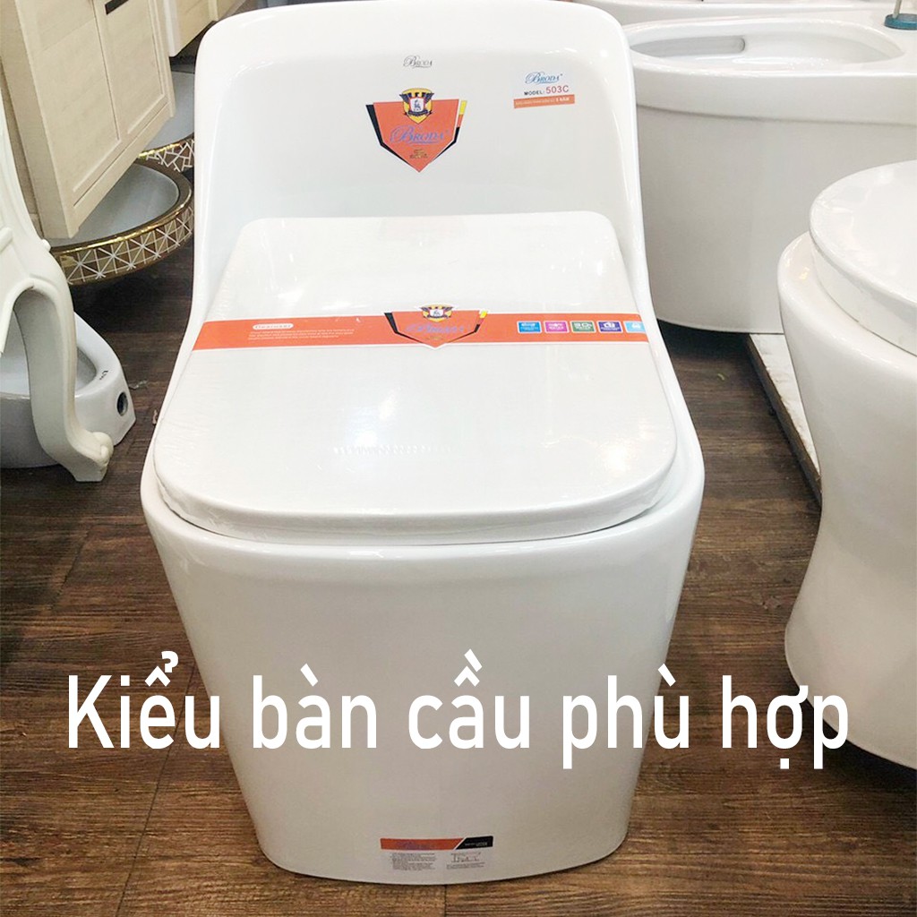 Nắp bồn cầu đóng êm phù hợp bồn cầu kiểu nắp vuông, chất liệu nhựa trắng dày, phụ kiện chân ốc đầy đủ