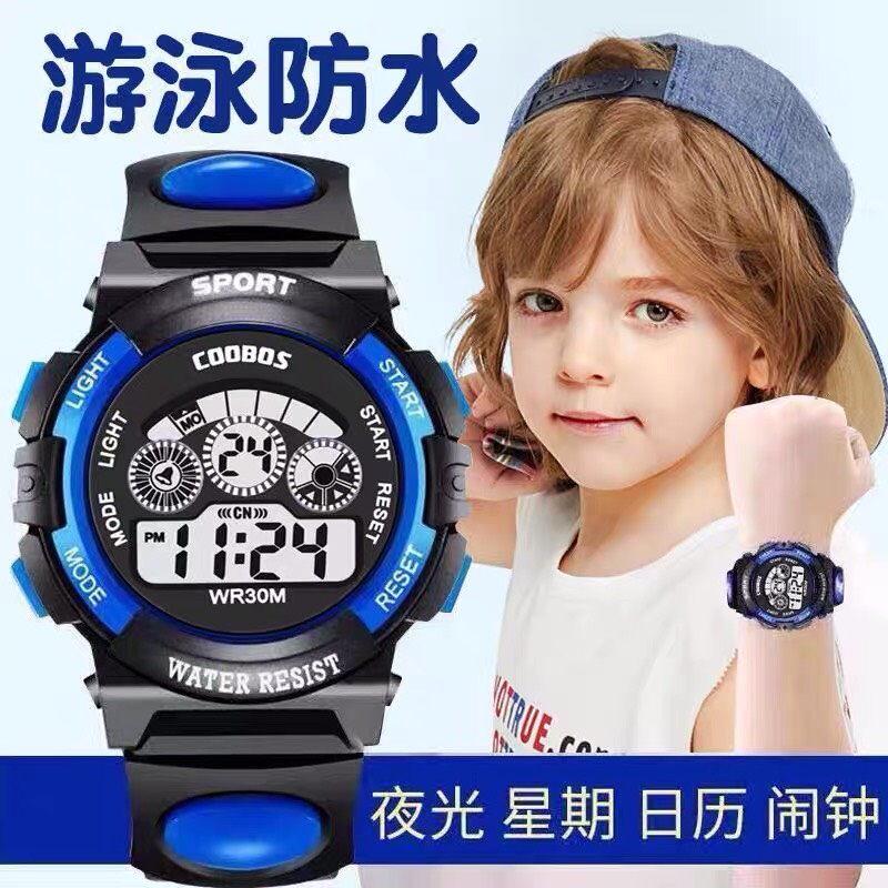 Đồng hồ Sport trẻ em đèn LED phát sáng chống nước 30m thiết kế thể thao siêu bền