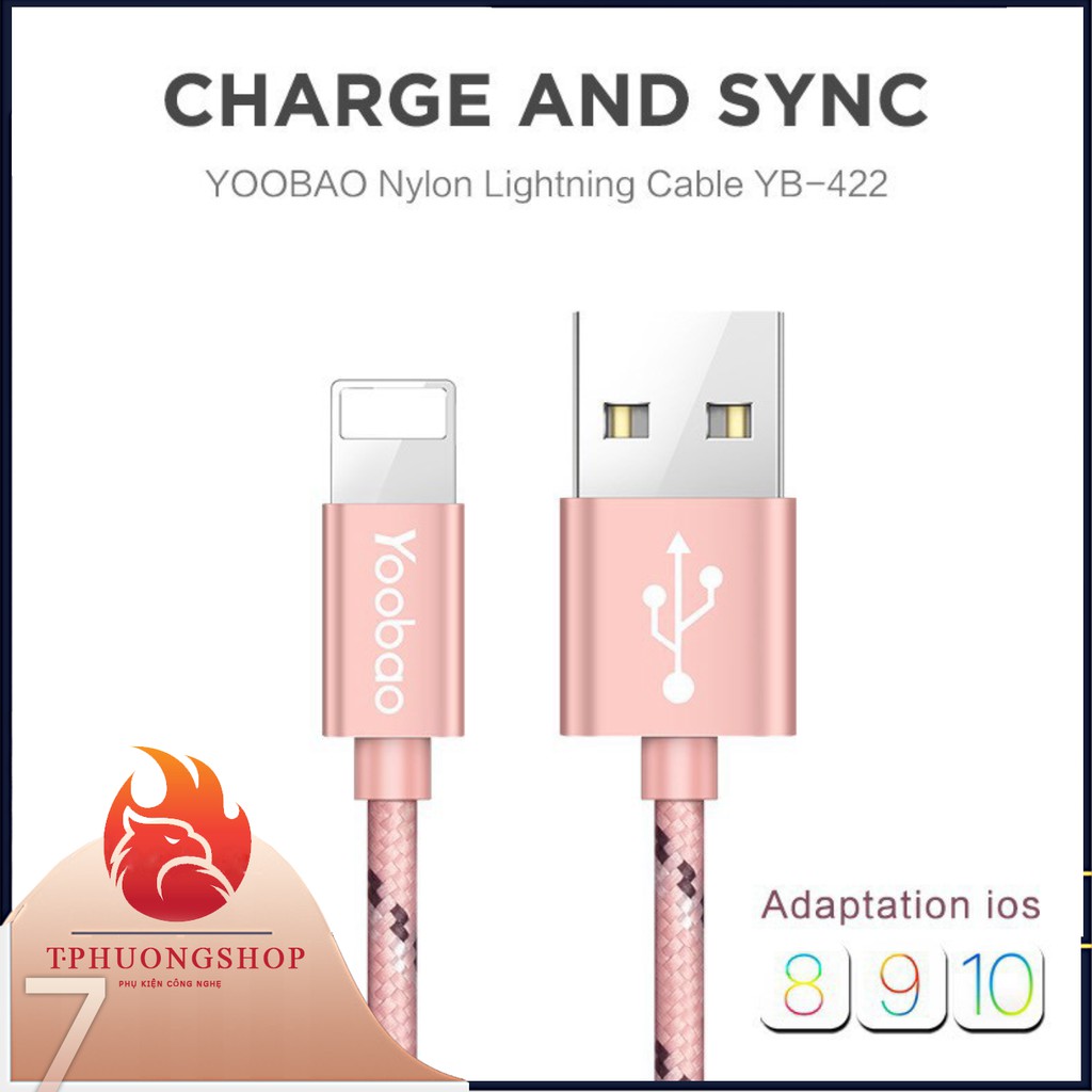 ✪CHÍNH HÃNG✪ Cáp lightning Yoobao YB-422 Bọc dù - Dài 1M