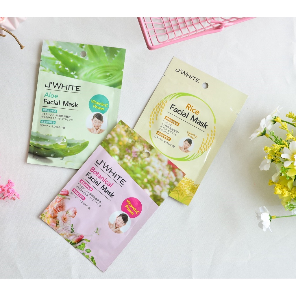Mặt Nạ Giấy Dưỡng Ẩm Da Mặt J'WHITE Tinh Chất Lô Hội Nội Địa Nhật Bản 1 Miếng - SAKUKO