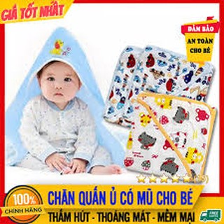(bhav) Chăn Ủ Hè Cotton Màu/Hình Có Mũ Cho Bé Yêu Hàng Đảm Bảo