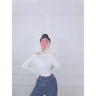 [Ảnh Thật] Áo Thun Lụa Lệch Vai Tay Dài