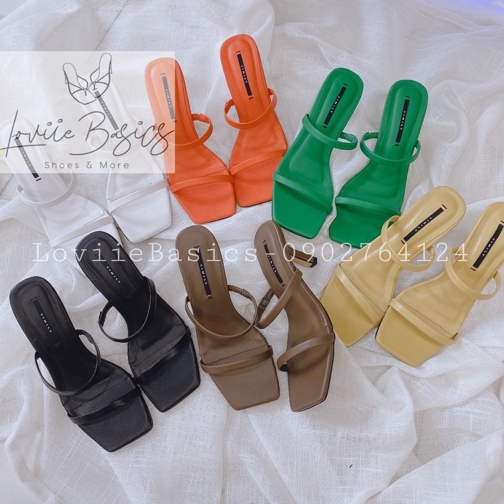 DÉP CAO GÓT LOVIIE BASICS 7 PHÂN - GUỐC NỮ XỎ NGÓN QUAI KẸP MẢNH MŨI VUÔNG GÓT NHỌN D200720 D220142