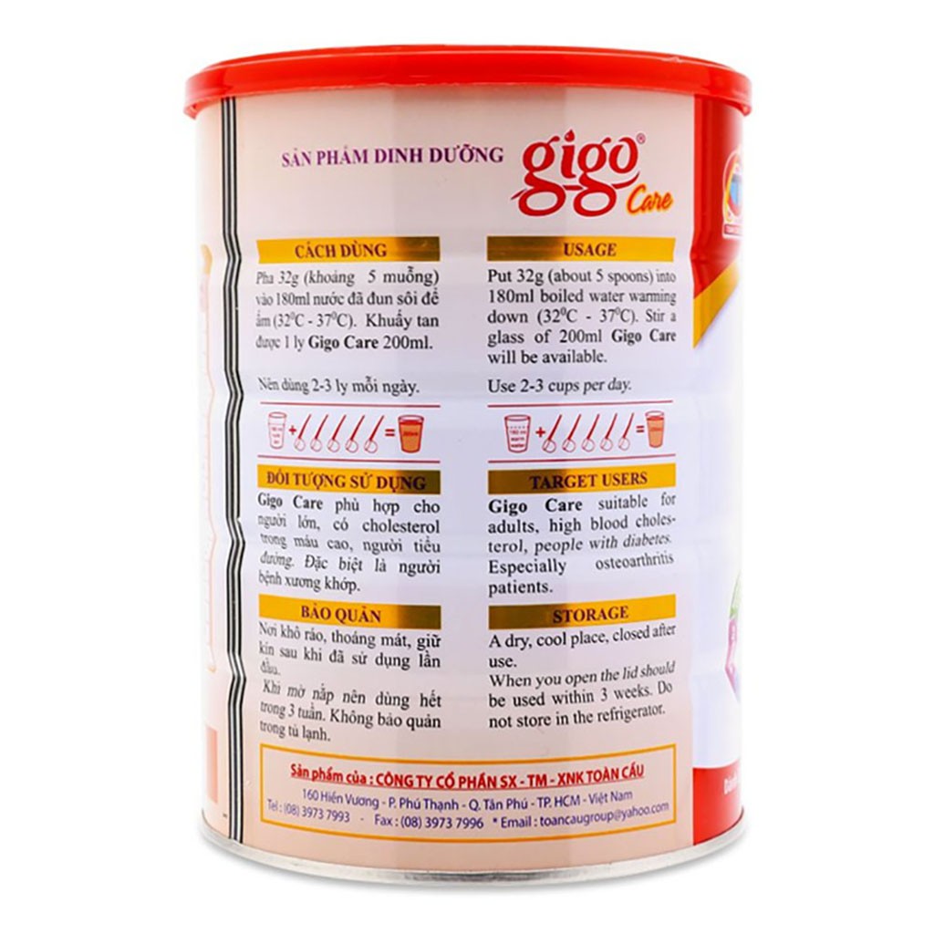 [CHÍNH HÃNG] Sữa Bột Gigo Care Hộp 900g (Dinh dưỡng đặc biệt cho người CƠ - XƯƠNG - KHỚP)